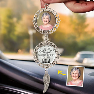 Memorial Personalized Custom Metal Car Hanging Ornament With Charm