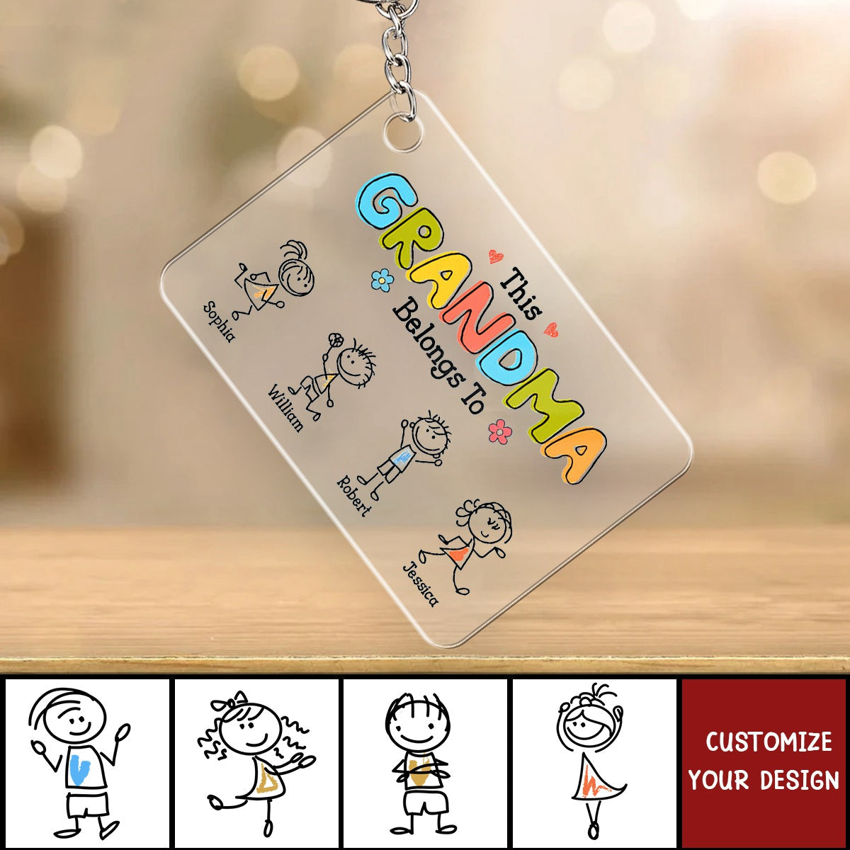 This Grandma Belongs To Drawing Personalized Acrylic Keychain