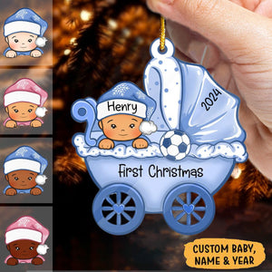 Baby's First Christmas, Baby Carriage,  Custom Gift for Baby - Personalized Acrylic Ornament