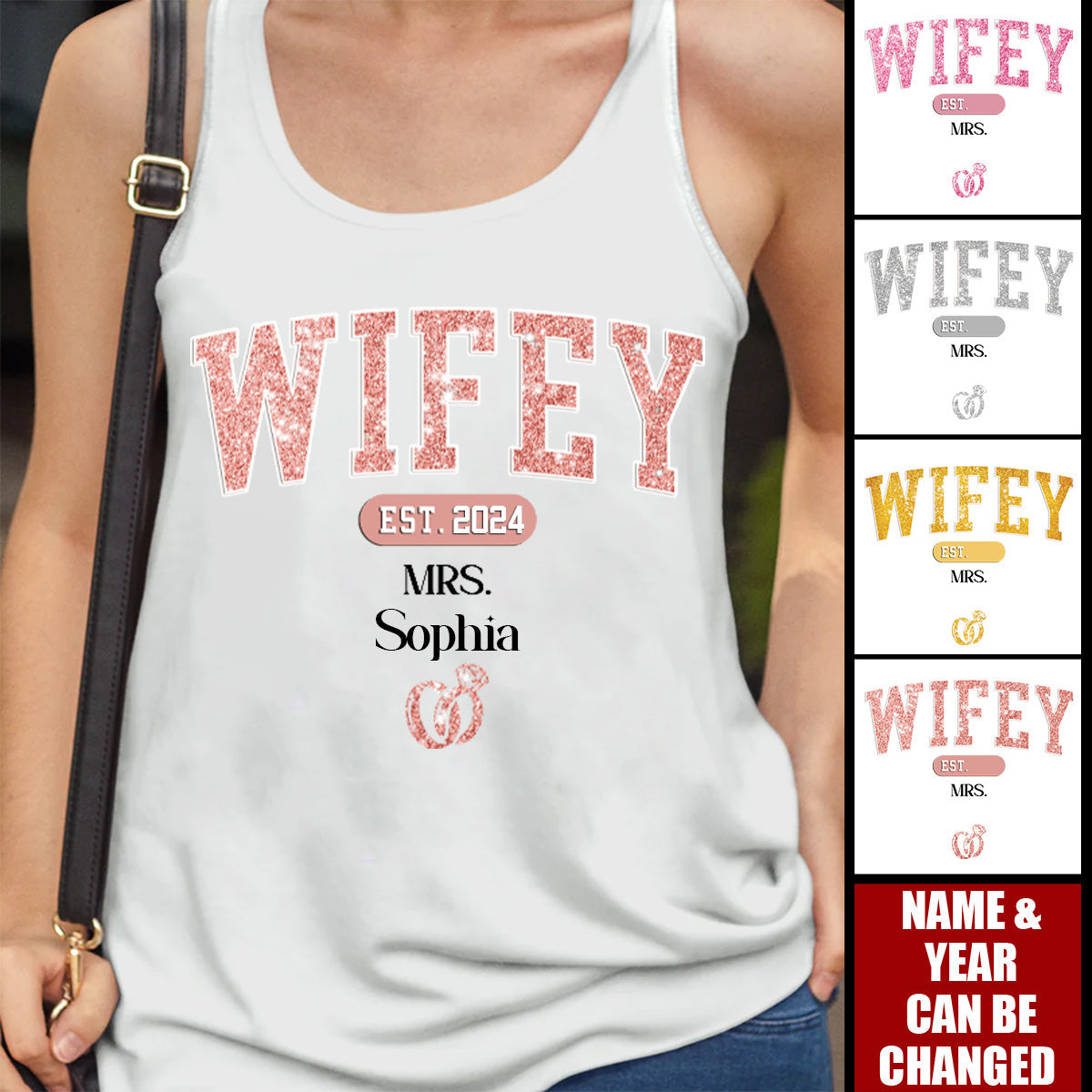 Wifey Est - Couple Personalized Custom Racer Back Tank Top