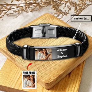 To My Man - Personalized Custom Photo Leather Bracelet