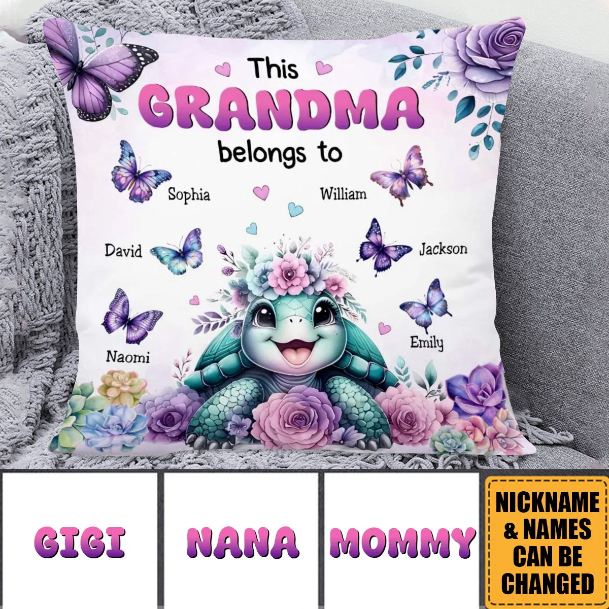 Grandma Turtle & Grandchildren-Personalized Customized Pillowcase