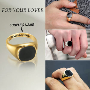 Love You Forever - Personalized Black Onyx Ring