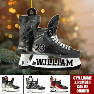 Hockey Skates Custom Name And Number Personalized Ornament For Hockey Lovers