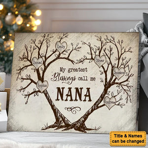 My Greatest Blessing Is To Call Me NANA-Personalized Heart-Shaped Tree Poster