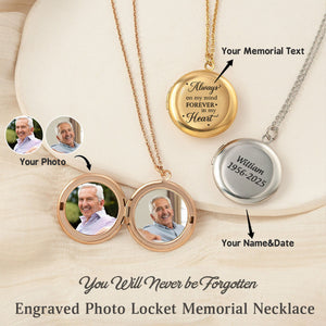 Personalized Engraved Photo Text Locket Memorial Necklace