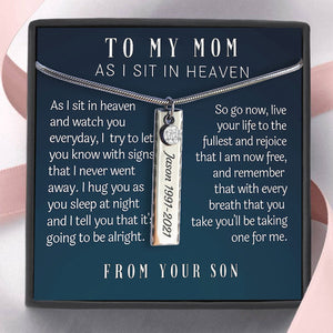 Personalized Memorial Necklace, Loss of Son Gift for Mother