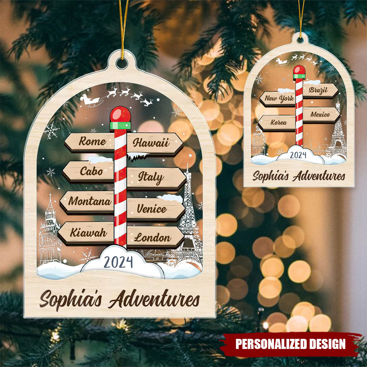 Start A New Adventure - Personalized Travel Memories Ornament- Gifts For Your Family