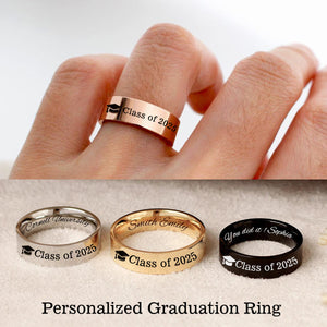 Graduation Ring - Personalized Engraved Ring - Custom Ring for Best Friend