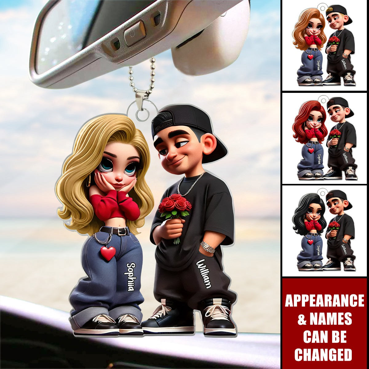 3D Effect Y2K Couple Personalized Ornament, Valentine's Day Gift For Couple