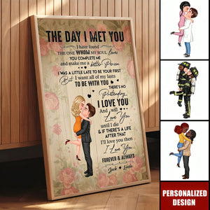 The Day I Met You - Personalized Couple Hugging Kissing Poster