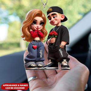 3D Effect Y2K Couple Personalized Ornament, Valentine's Day Gift For Couple