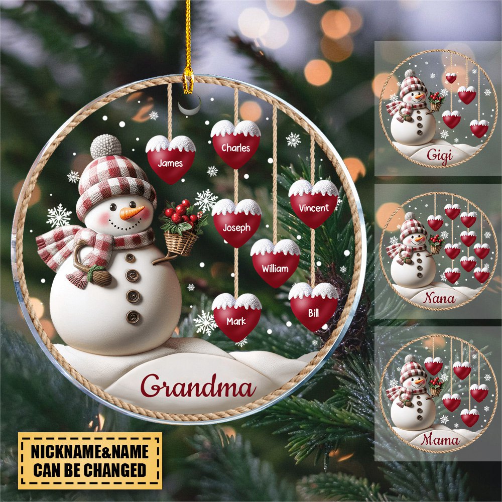 Pinky Glitter Christmas Snowman Grandma Mommy Hanging Snowball Kids Pe -  HumanCustom - Unique Personalized Gifts Made Just for You