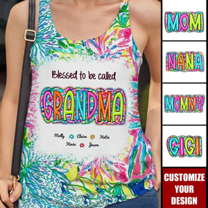 Grandma Mom Scribble Doodle Personalized 3D Racer Back Tank Top