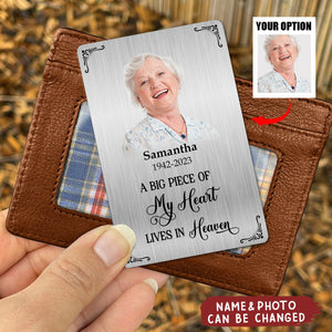 Personalised A Big Piece Of My Heart Lives In Heaven Wallet Card
