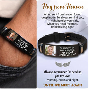 Custom Photo You Never Walk Alone Memorial - Personalized Engraved Bracelet