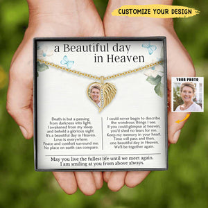 Personalized Memorial Photo Angle Wings Heart Necklace