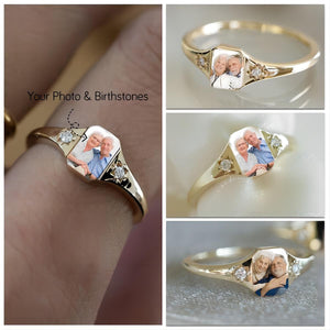 Personalized Upload Photo & Birthstone Ring