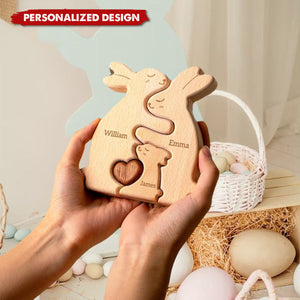 Personalized Rabbit Family Wooden Puzzle-Easter Gift For Your Family