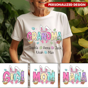 Personalized Easter Bunny T-Shirt-Gift For Grandma And Kid