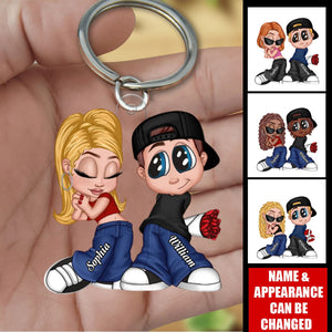 Y2K Couple Personalized Acrylic Keychain, Gift For Him, Gift For Her