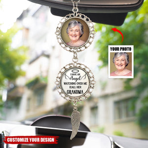 Memorial Personalized Custom Metal Car Hanging Ornament With Charm