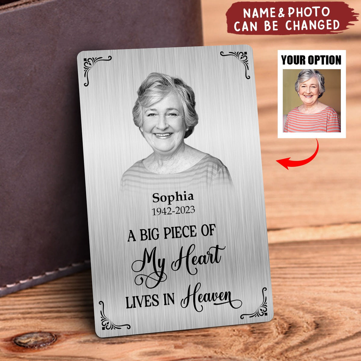 Personalised A Big Piece Of My Heart Lives In Heaven Wallet Card