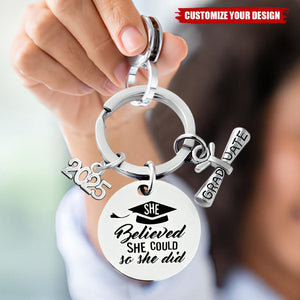 Personalized Class of 2025 Graduation Keychain