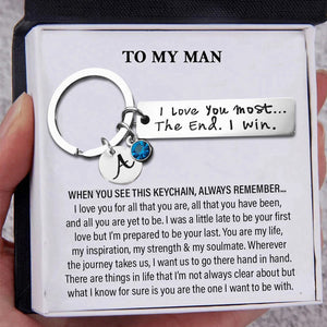 To My Man - Personalized Birthstone Couple Keychain