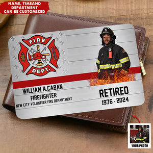 Upload Photo - Personalized Firefighter Custom Department & Name Aluminum Wallet Card