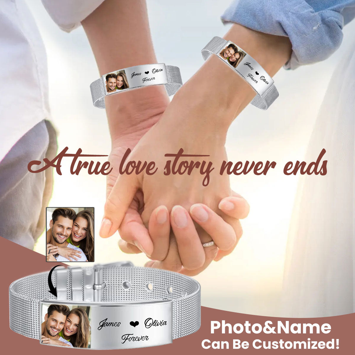 Upload Photo Personalized Forever Man Bracelet