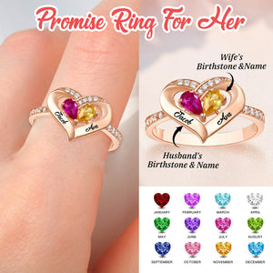 Couple's Love Promise Ring-Personalized Ring with Birthstones & Names