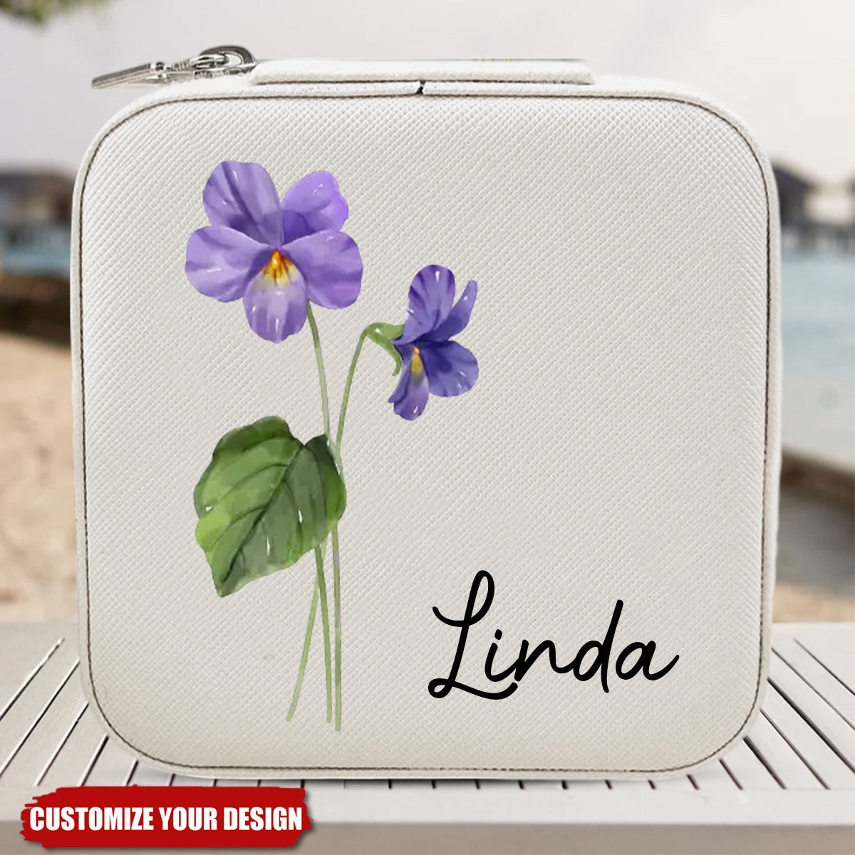 Personalized Birth Flowers Name Jewelry Box