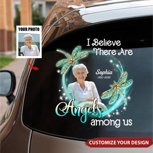 Dragonfly Memorial, I Believe There Are Angles Among Us - Personalized Decal