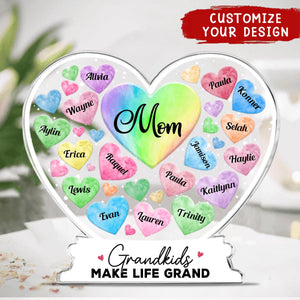 Grandma Hearts Custom Grandkids Names - Personalized Acrylic Plaque