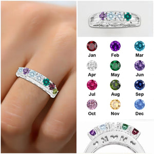 Personalized Family 1-7 Birthstones Ring-Gift For Mom