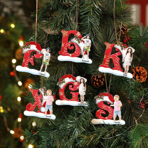 Christmas Letter & Photo Ornament Initial Christmas Ornament-Gift for Kids