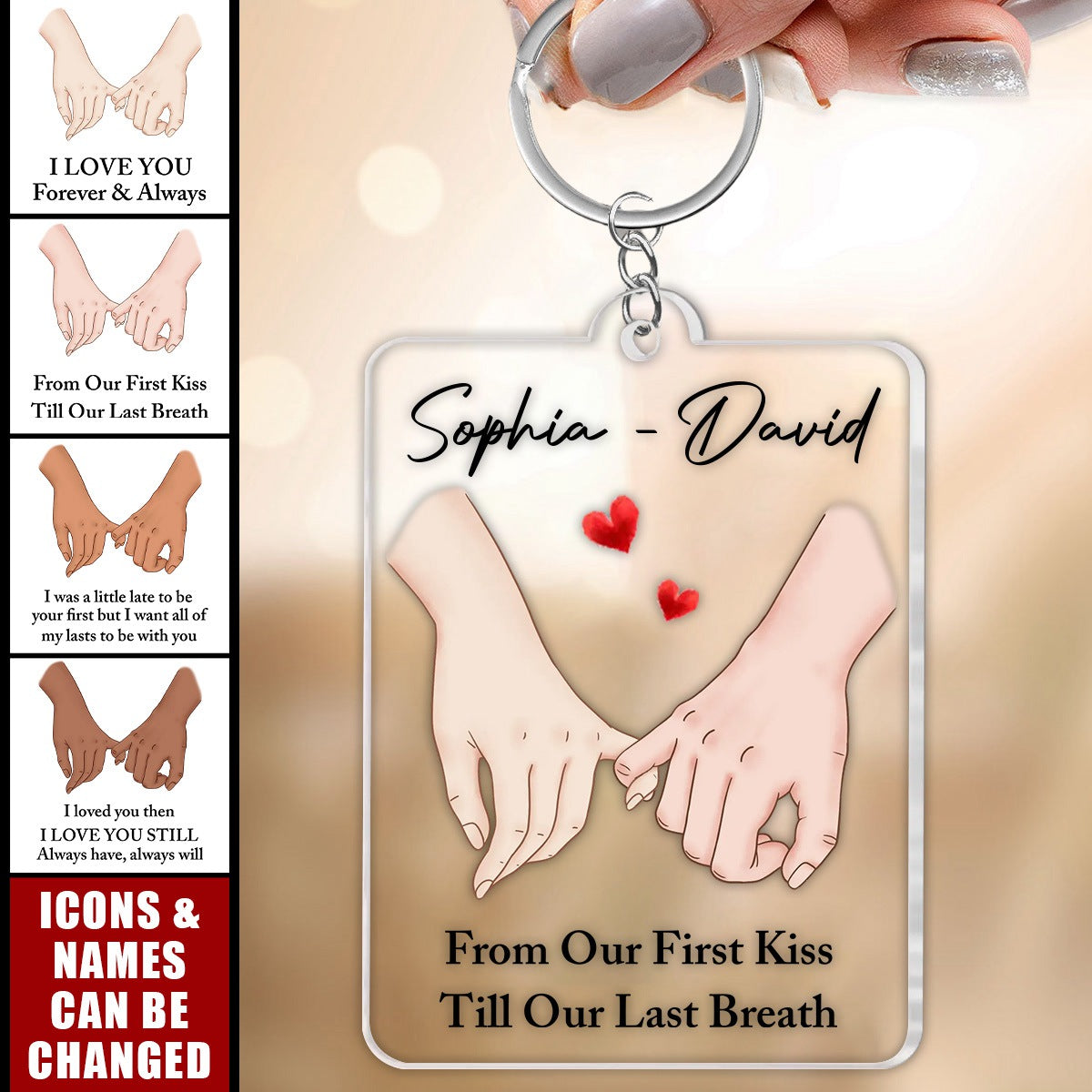 Love You Forever & Always Personalized Couple Acrylic Keychain