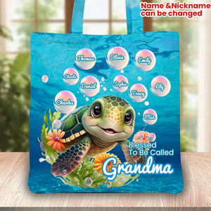 Grandma Blessed To Be Called Grandma Sea Turtle  Personalized  Bag