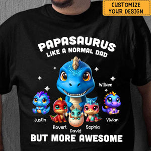 Daddysaurus Grandpasaurus 3D Dinosaurs Personalized Shirt, Father's Day Gift