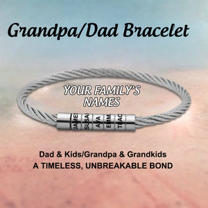 Personalized 1-8 Kids Names Family Bracelet - Gift For Dad/Grandpa