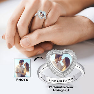 Love You Forever-Personalized Upload Photo Heart Ring For Couple