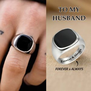 Love You Forever - Personalized Black Onyx Ring