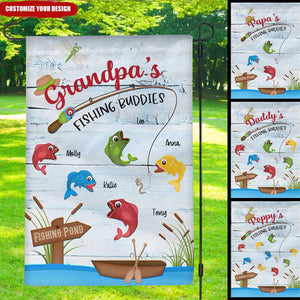 Grandpa's Fishing Buddies Personalized Garden Flag