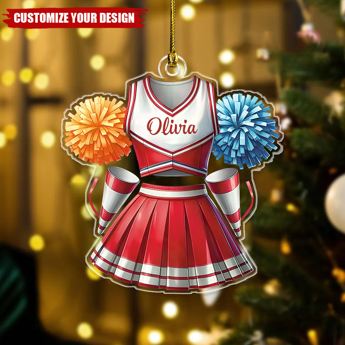 Personalized Custom Name Cheerleader Uniform Ornament, Cheerleader Xmas Girl Gift