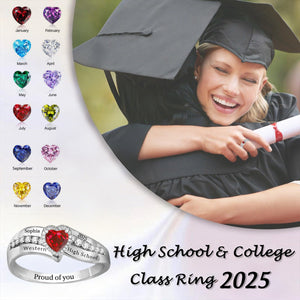 Personalized Birthstone Ring Class of 2025 Engraved Graduation Gift