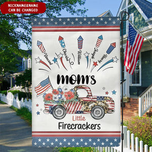 Grandma's Firecrackers Garden Personalized Independence Day Garden Flag