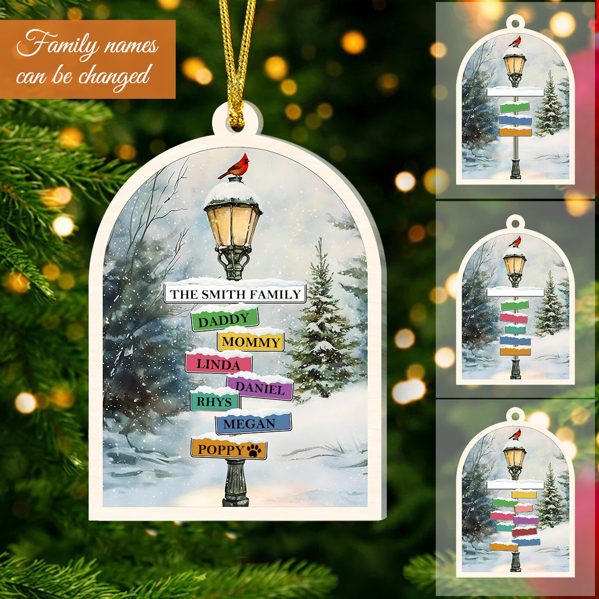 Personalized Wooden Christmas Street Lights Name Custom Ornament