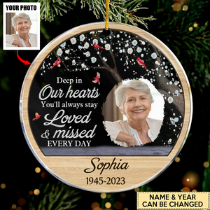 Custom Photo Deep In Our Hearts You'll Always Stay - Memorial Personalized Custom Ornament