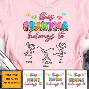 This Grandma Mom Colorful Half Leopard Drawing Personalized T-Shirt